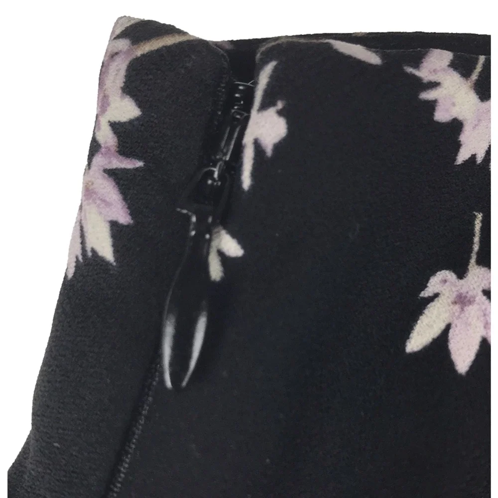 NWT White House Black Market Skirt Floral Polka Dot Black White Purple Lined 10